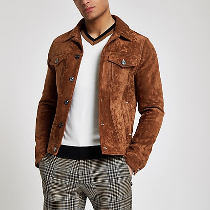 River Island Mens Brown faux suede western jacket | The Fashionisto