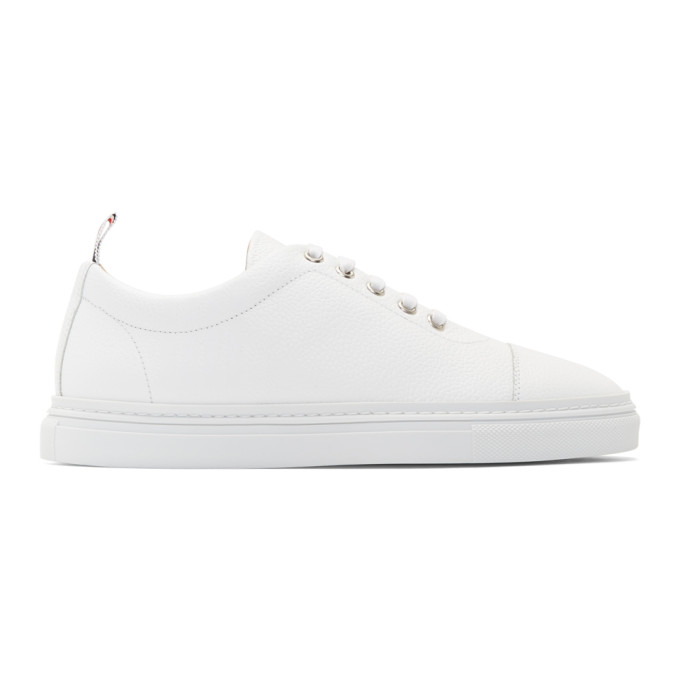 Thom Browne White Classic Toe Cap Sneakers | The Fashionisto