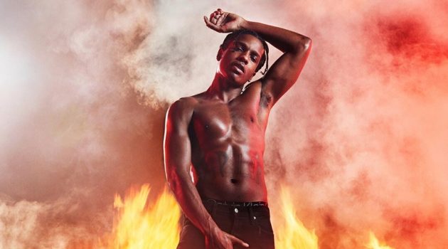 A$AP Rocky goes shirtless for Calvin Klein's #MYCALVINS' spring-summer 2019 campaign.