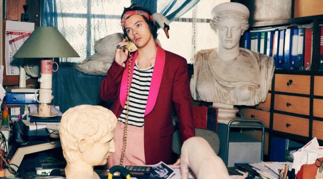 Harry Styles reunites with Gucci for its pre-fall 2019 tailoring campaign.