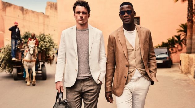 Models Simon Nessman and David Agbodji don chic summer style for Mango.