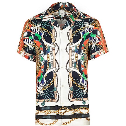 River Island Mens Big and Tall slim fit baroque print shirt | The ...