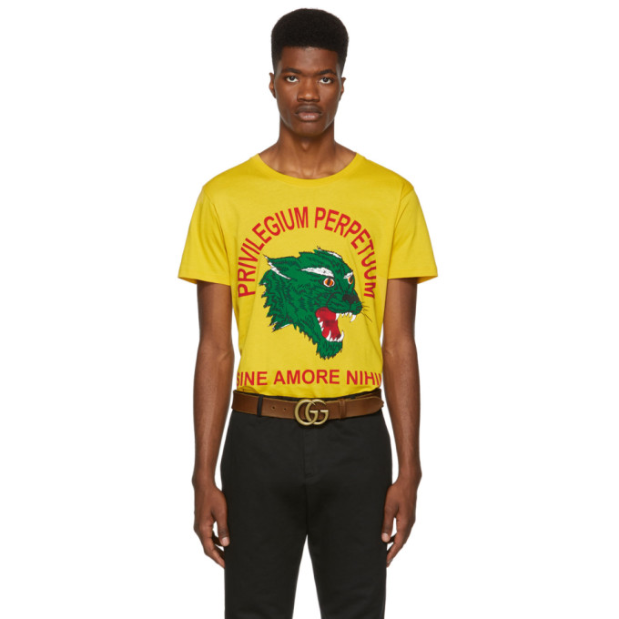 Gucci Yellow Privilegium Perfectuum Panther T-Shirt | The Fashionisto