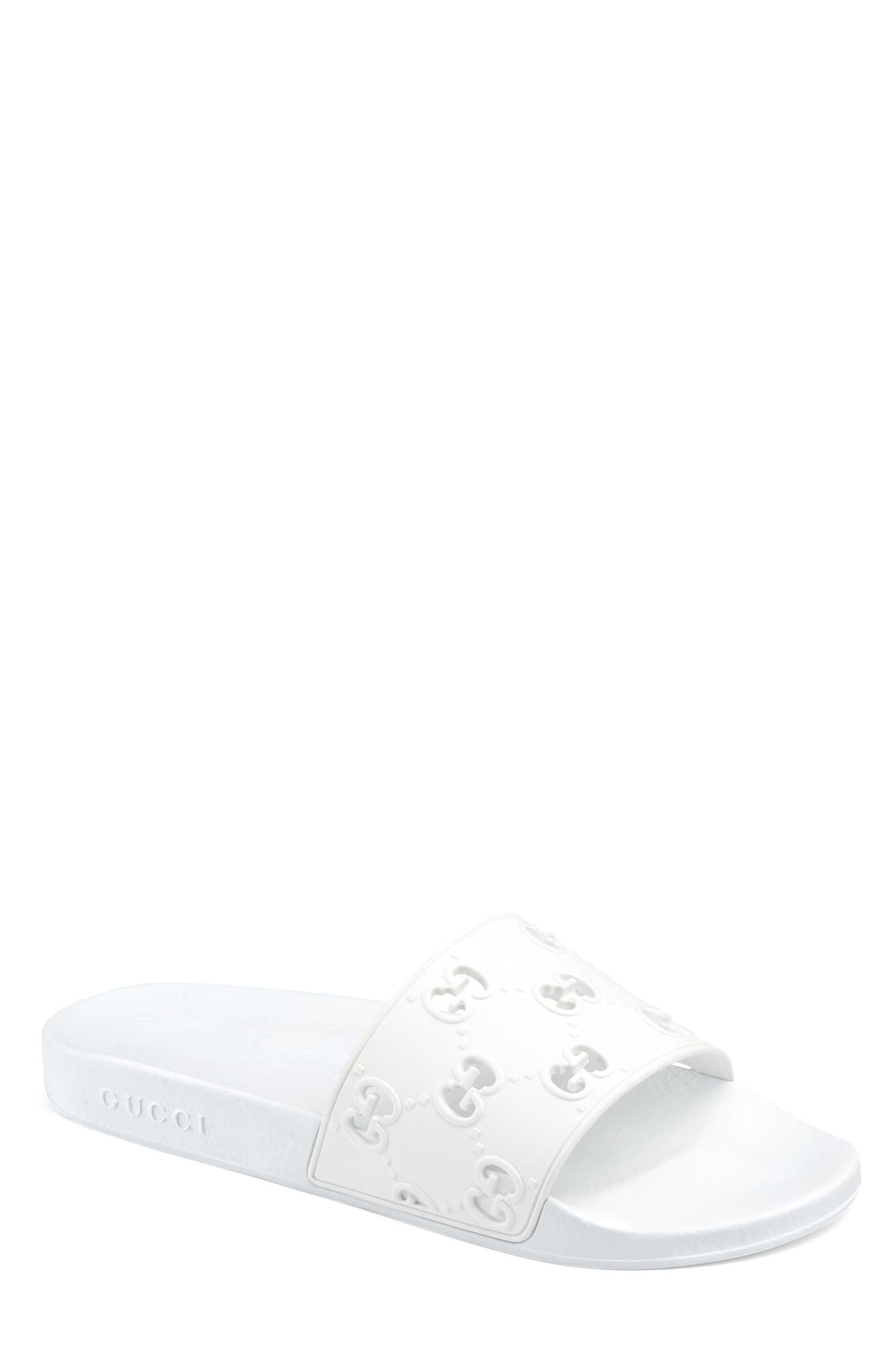 Men’s Gucci Pursuit Gg Logo Slide Sandal, Size 7US / 6UK – White | The ...