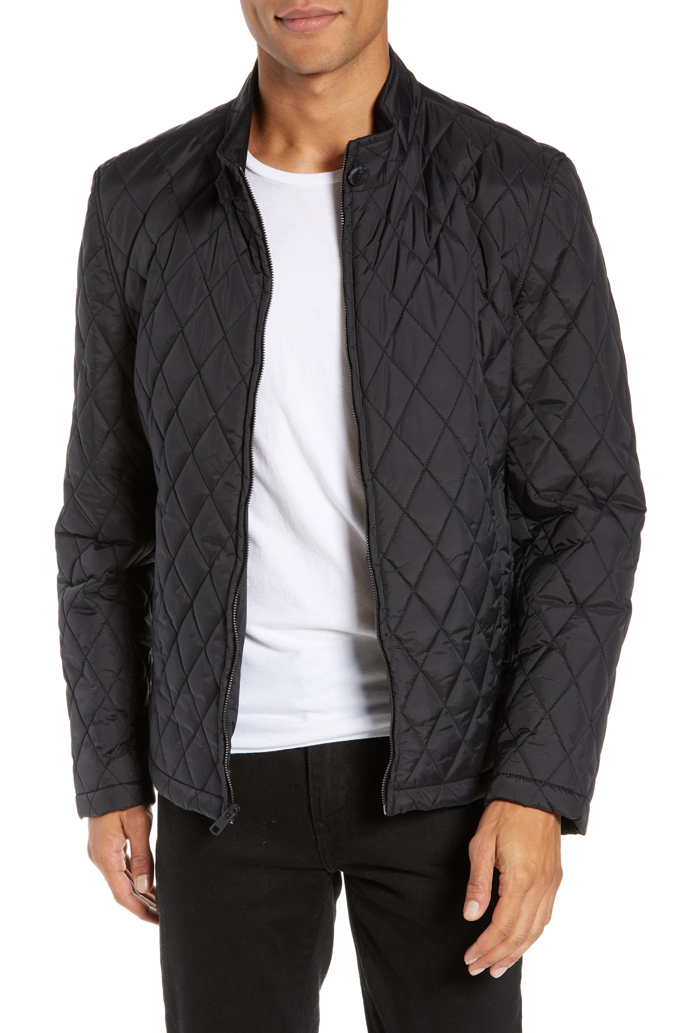 Men’s Vince Camuto Quilted Moto Jacket, Size Small – Black | The ...
