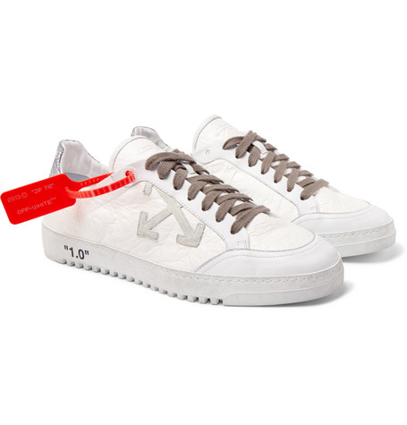 Off-White – 2.0 Glittered Textured-Leather Sneakers – Men – White | The ...