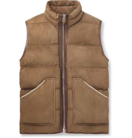 TOM FORD – Shearling and Leather-Trimmed Quilted Suede Gilet – Men ...