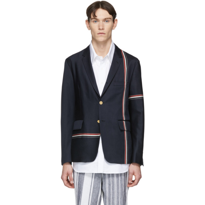 Thom Browne Navy Unconstructed Classic Blazer | The Fashionisto