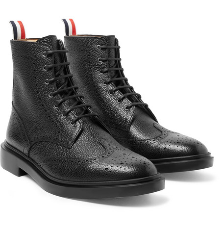 wingtip boots leather thom browne pebble grain