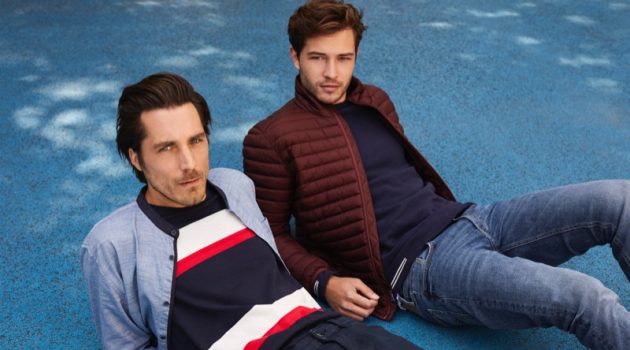 Guillaume Macé and Francisco Lachowski don casual fall 2019 look from Esprit.