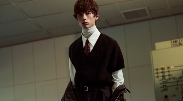 A smart vision, Augusts Traumanis is front and center for Solid Homme's fall-winter 2019 campaign.