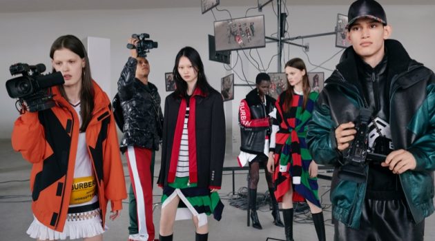 Anna Ross, Junior Vasquez, He Cong, Mammina Aker, Kacie Hall, and Alexis Chaparro star in Burberry's fall-winter 2019 campaign.