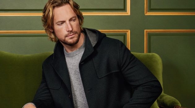 Gabriel Aubry dons a fall-winter 2019 look from Loro Piana.