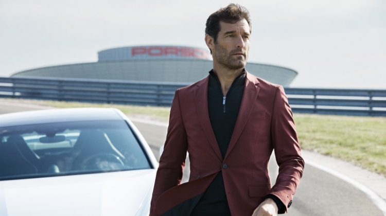 Donning a sharp suit, Mark Webber fronts the BOSS x Porsche fall-winter 2019 campaign.