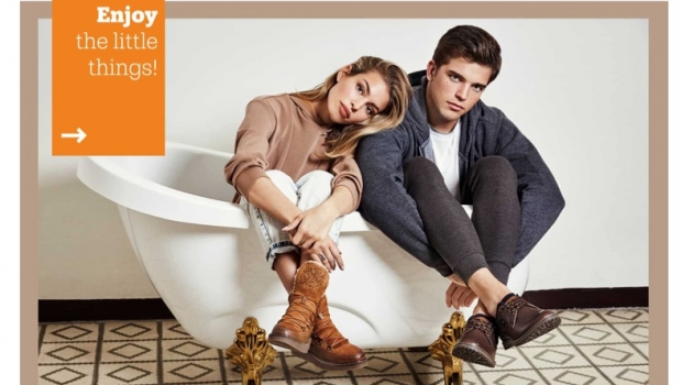 Posing in a bathtub, Jessica Goicoechea and River Viiperi star in Refresh Shoes' fall-winter 2019 campaign.