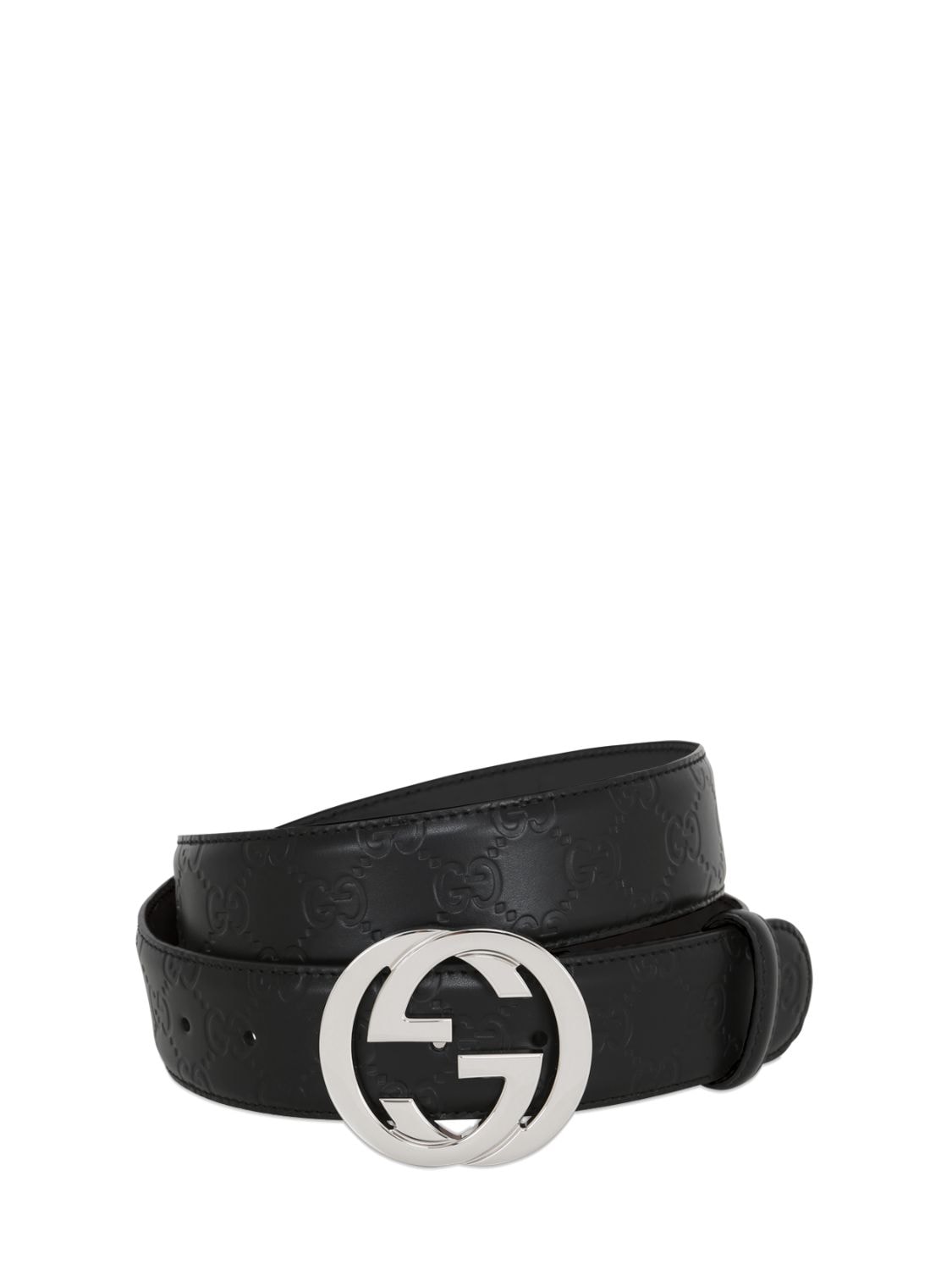 40mm Gg Embossed Logo Leather Belt | The Fashionisto