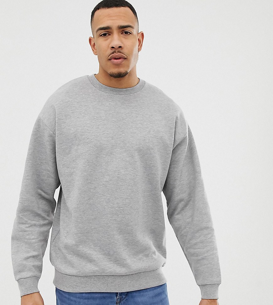 ASOS DESIGN Tall oversized sweatshirt in gray marl – Gray | The Fashionisto