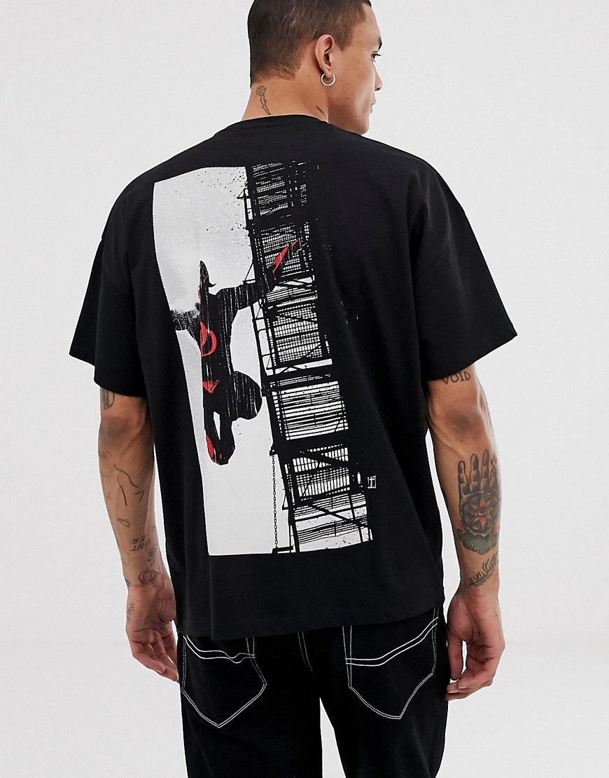 Asos Design Oversized T Shirt With Marvel Noir Daredevil Print – Black