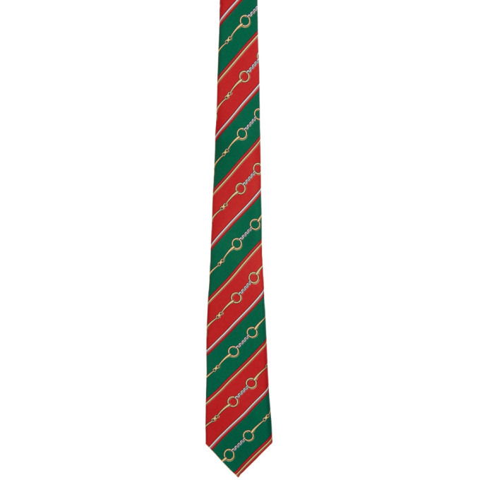 Gucci Green and Red Silk Chain Tie | The Fashionisto