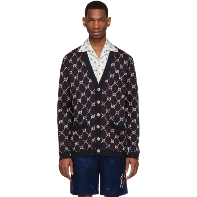 Gucci Navy GG Cardigan | The Fashionisto