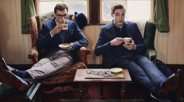 Enjoying tea, Charlie France and Tommy Marr star in Hackett London's fall-winter 2019 campaign.