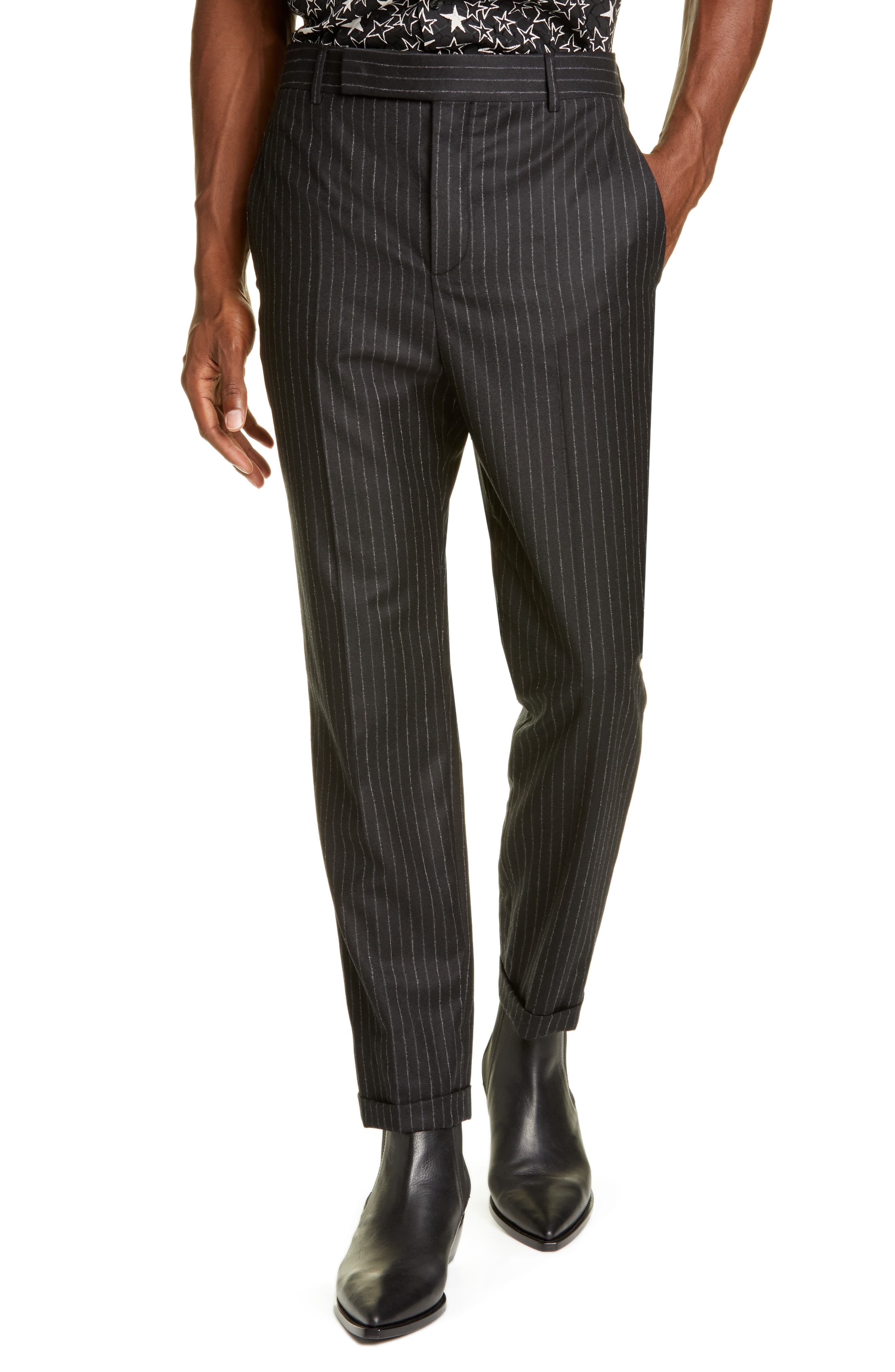 pinstripe trousers