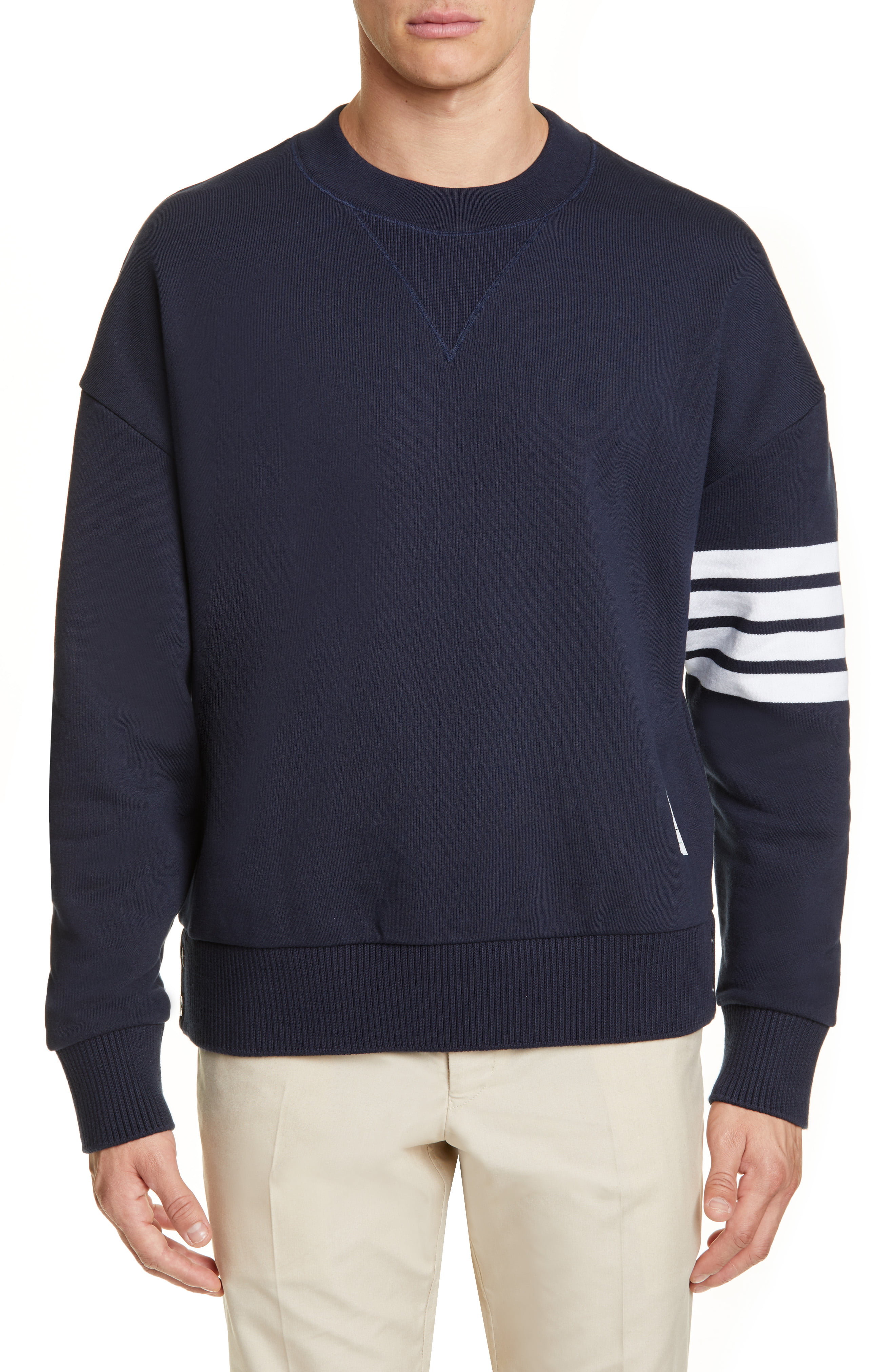 Men’s Thom Browne Four-Bar Sweatshirt, Size 1 – Blue | The Fashionisto