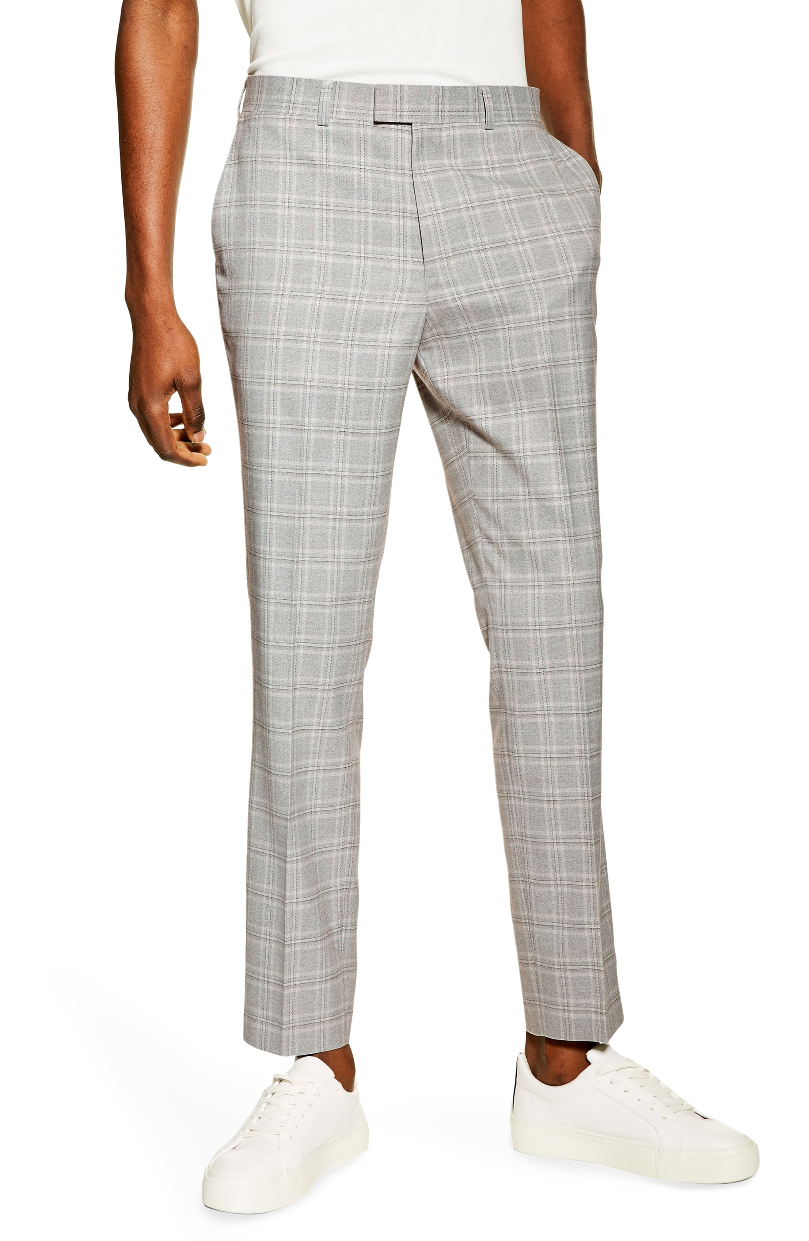 Men’s Topman Slim Tailored Check Suit Dress Pants, Size 30 x 32 – Grey ...