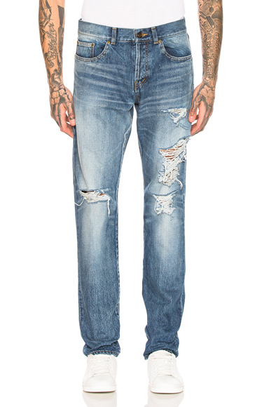saint laurent distressed skinny jeans