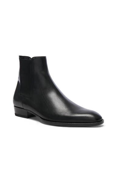 Saint Laurent Leather Wyatt Chelsea Boots in Black | The Fashionisto