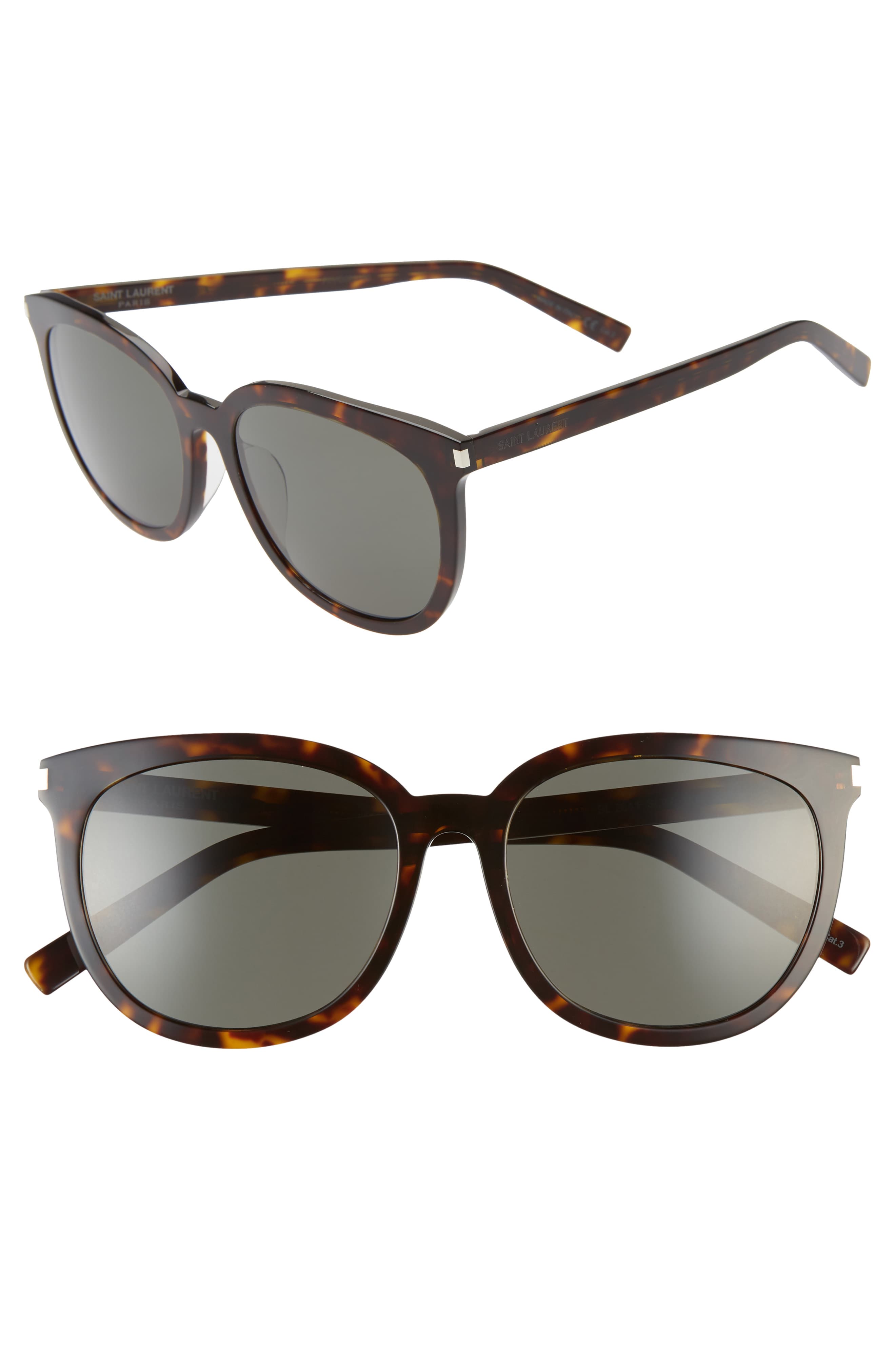Saint Laurent Slim 56mm Cat Eye Sunglasses Shiny Dark Havana The