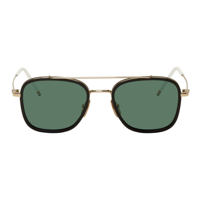 Thom Browne Black and White Gold TB800 Sunglasses | The Fashionisto