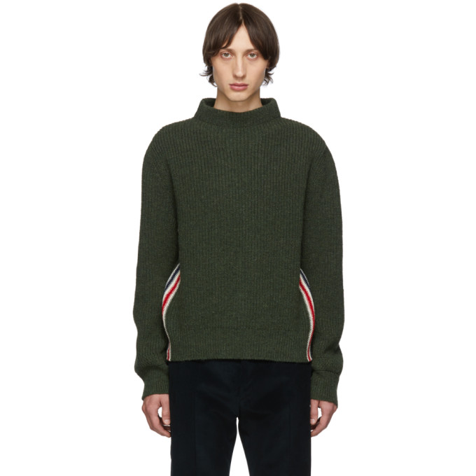 Thom Browne Green Stripe Relaxed Fit Boat Neck Sweater | The Fashionisto