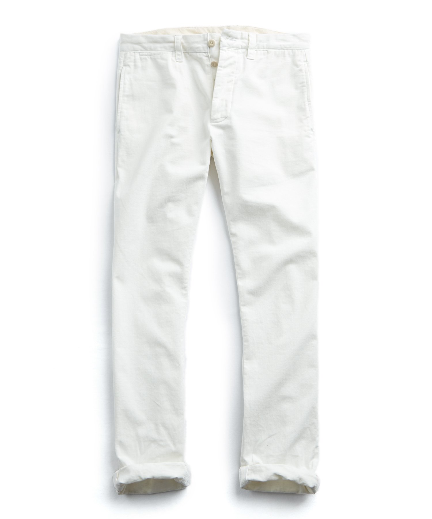 Todd Snyder Japanese Selvedge Chino Officer Pant in White | The Fashionisto