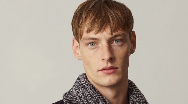 Roberto Sipos sports a corduroy shirt with a high-neck mock collar from COS.