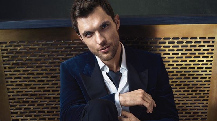 Billy Kidd photographs Ed Skrein for the Carolina Herrera Bad Boy fragrance campaign.