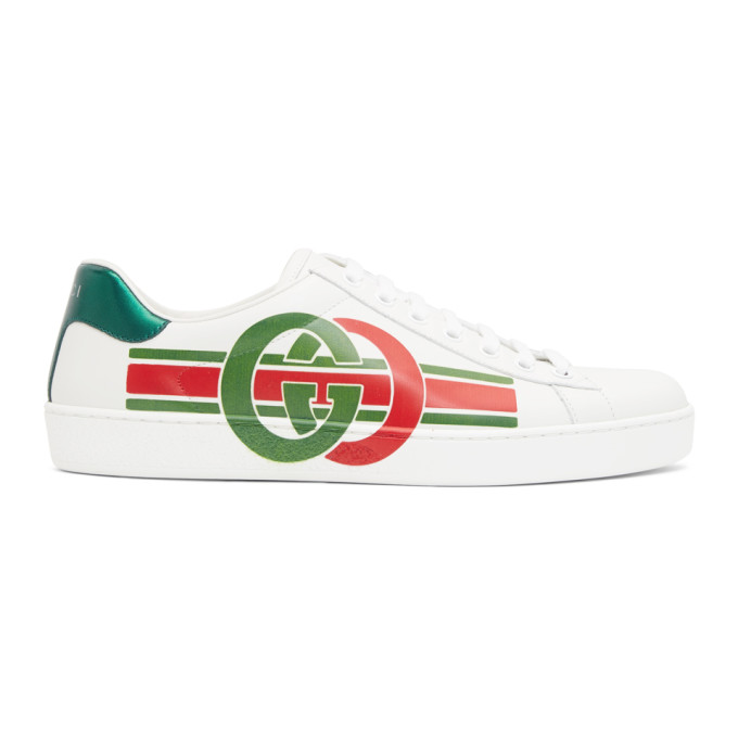 Gucci White and Red Interlocking G Ace Sneakers | The Fashionisto