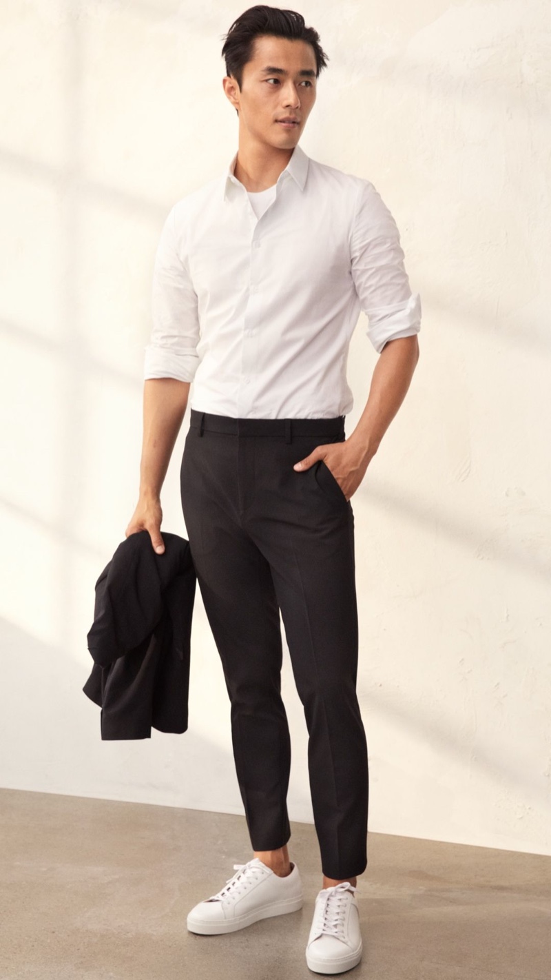 white dress shirt mens outfit
