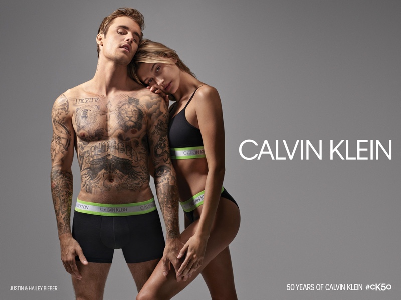 Hailey and Justin Bieber pose for Calvin Klein underwear ad photos