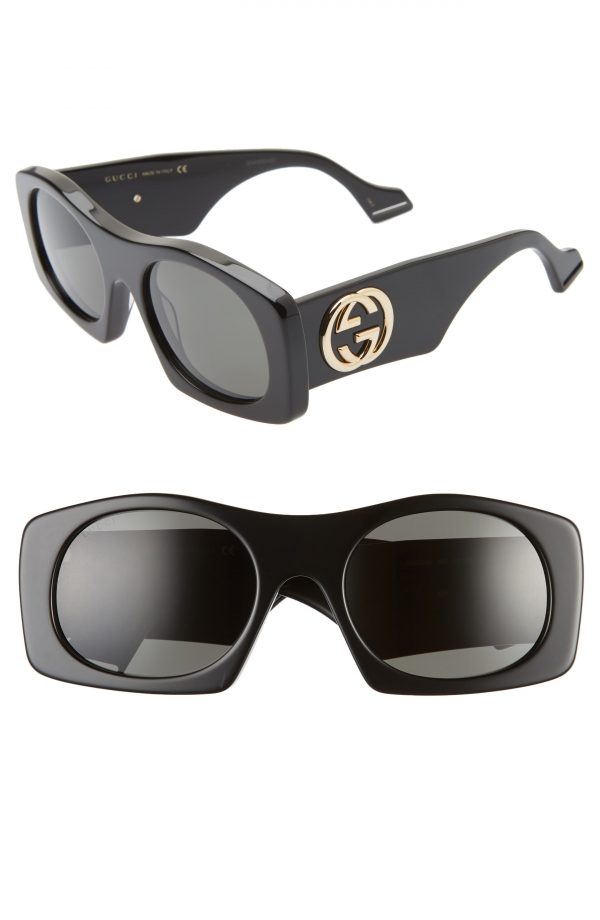 Men’s Gucci 57Mm Rectangular Sunglasses – Black | The