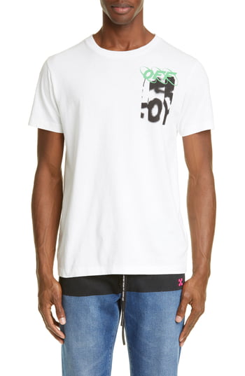 Men’s Off-White Slim Fit Spray Blurred Graphic T-Shirt, Size Small ...