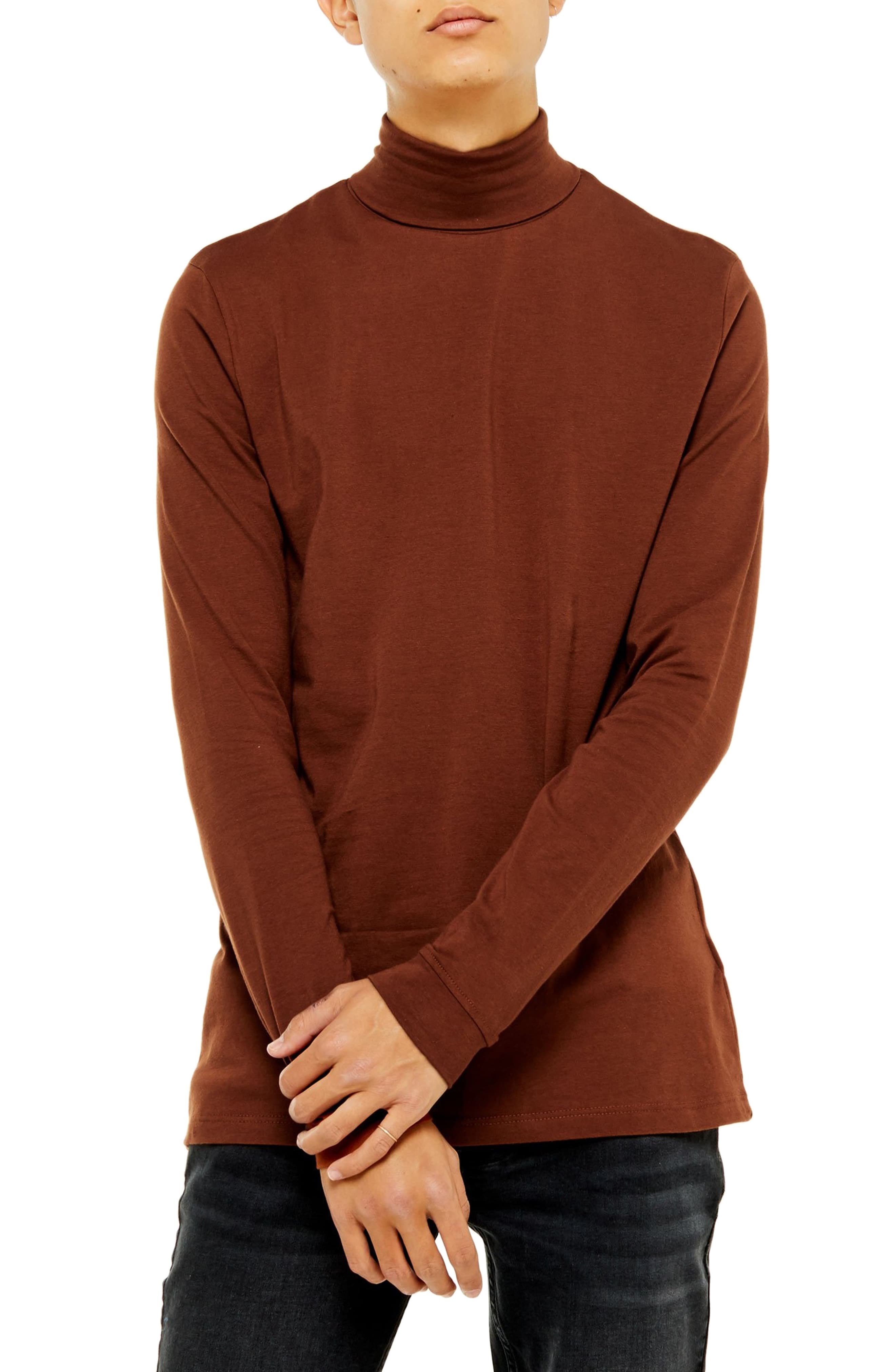 brown turtleneck shirt