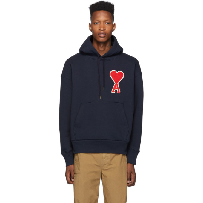 AMI Alexandre Mattiussi SSENSE Exclusive Navy Ami De Coeur Patch Hoodie ...