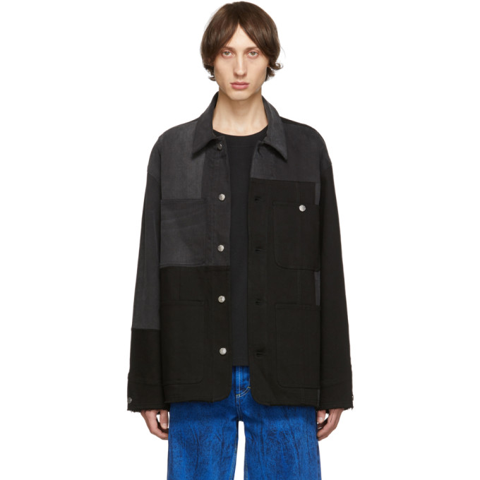 Acne Studios Black and Grey Bla Konst Mathers Recrafted Jacket | The ...