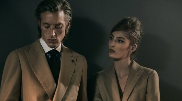 Models Joel Frampton and Annie Tice come together for Lardini's fall-winter 2019 campaign entitled "Obsession."