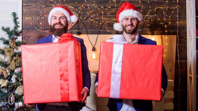Men with Large Christmas Gifts