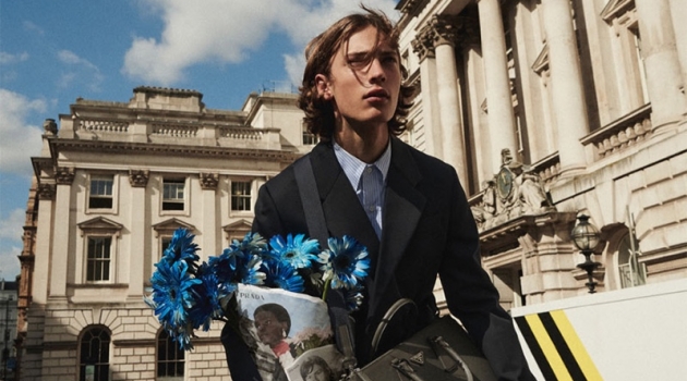 Model Freek Iven appears in Prada's resort 2020 campaign.