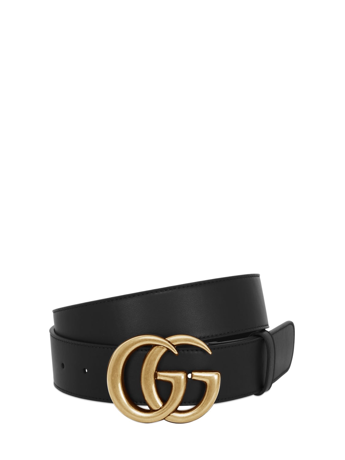 40mm Gg Gold Buckle Leather Belt | The Fashionisto
