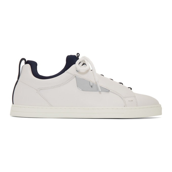 Fendi White and Navy Bag Bugs Sneakers 