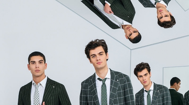 Pouring on the charm, Samuele Urbani and Alexandru Gorincioi come together for Lubiam's spring-summer 2020 campaign.